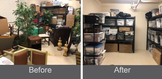 Storage space before and after